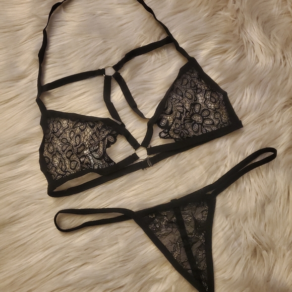Valentine's Day🥰 Sexy Black Two Piece Lingerie Set - Picture 4 of 4